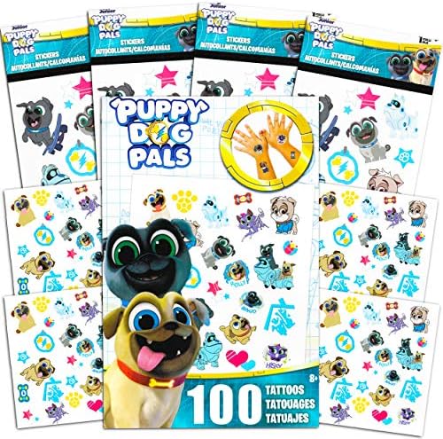 Yavru Köpek Pals Etiket ve Dövmeler Parti İyilik Süper Set ~ Paket 200'den fazla yavru köpek Pals geçici dövmeler