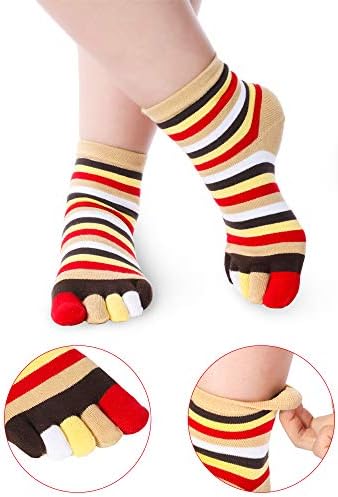 SATİNİOR 6 Pairs Tam Ayak Çorap Ayak Ayrılmış Pamuk Çorap Renkli şerit çoraplar Kadınlar Erkekler için