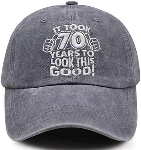 Vintage 70th Doğum Günü Hediyeleri beyzbol şapkası, Komik İşlemeli Ayarlanabilir Yıkanmış Pamuk Şapka Erkekler Kadınlar