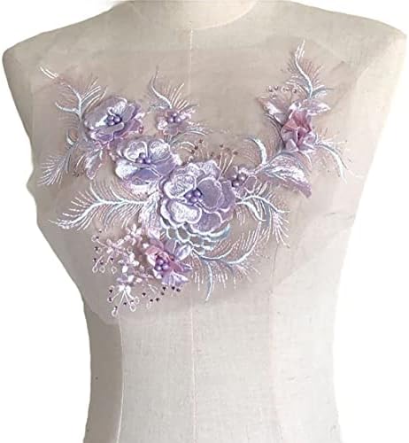 Canlı Çiçek Kumaş Boncuklu Aplike, İşlemeli Çiçek Kumaş Yama Elbiseler, Gelin Elbise, El Yapımı Sewing-3D Çiçek Dantel