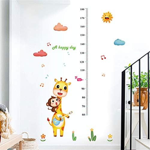 WANLİNG Duvar Sticker Zürafa Maymun Sevimli Yükseklik Grafik Yükseklik Cetvel Duvar Çıkartması Çıkarılabilir PVC Dekorasyon