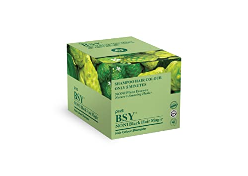 BSY Noni Siyah Saç Sihirli Saç rengi şampuanı | 12ml x 24 Poşet) / Erkekler için Amonyak İçermeyen Saç Rengi Şampuanı