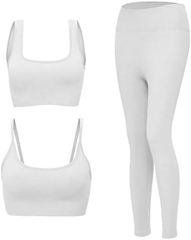 Kadın Egzersiz Setleri 3 Adet Nervürlü Dikişsiz egzersiz kıyafetleri Spor Sutyeni Yüksek Bel Legging Atletik Seti
