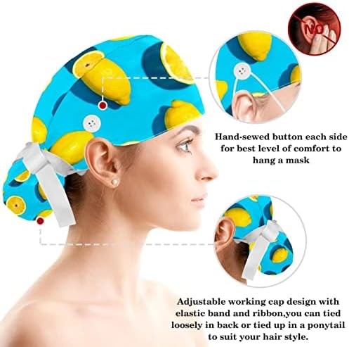 Mavi Çilek Ayarlanabilir Çalışma Başlığı Düğmeli/Fiyonklu Saç Tokası Ter Bandı ile Yıkanabilir