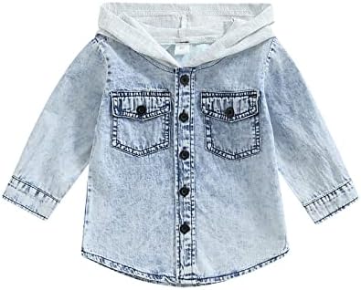 FYBİTBO Yürüyor Çocuk Bebek Kız Erkek Hoodie Jean Ceket Gömlek Retro Denim Ceket Düğme uzun kaban Sonbahar moda Kıyafetler