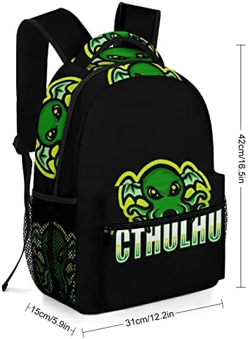 Yeşil Cthulhu seyahat sırt çantaları Moda omuzdan askili çanta Hafif Çok Cep Sırt Çantası Okul Çalışması için Alışveriş