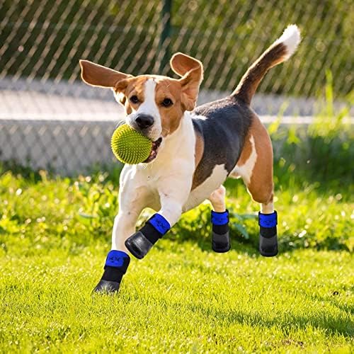 BAZUVIR köpek çizmeleri Ayakkabı Köpek Patik Pençe Koruyucu ile Sıcak Kaldırım Su Geçirmez Yumuşak Kaymaz Taban, Ayarlanabilir