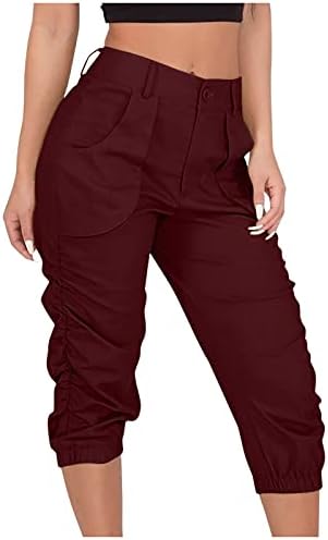 ZDFER kadın Rahat Kırpılmış pantolon harem pantolon ışın Elastik Bel Pantolon Gevşek Şort Palazzo Tulum Cepler ile
