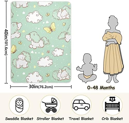 Kundak Battaniyesi Bebekler için Sevimli Küçük Tek Boynuzlu Pamuklu Battaniye, Battaniye Alma, Beşik için Hafif Yumuşak