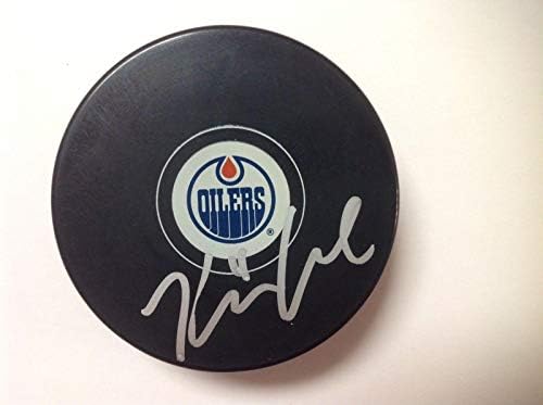 Keegan Lowe İmzalı İmzalı Edmonton Oilers Hokey Diski a-İmzalı NHL Diskleri