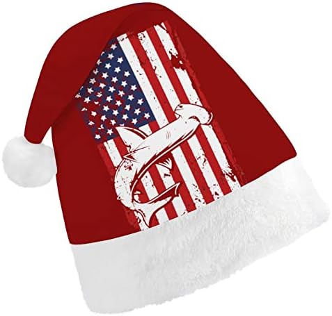 Amerikan Bayrağı çekiç köpekbalığı Noel şapka toplu yetişkin şapka Noel şapka tatil Noel parti malzemeleri için