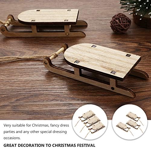 ISMARLAMA Noel Kızak Süsleme Kızak Minyatür Ahşap Kızak Noel Ağacı Asılı Dekorasyon 5 Adet
