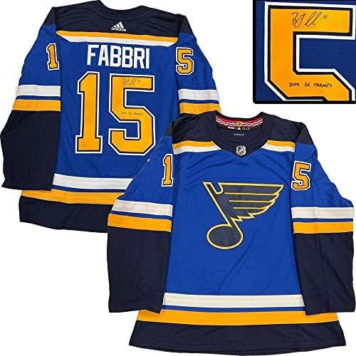 ROBBY FABBRİ İmzalı St Louis Blues Mavi Adidas PRO Forması - 2019 SC Şampiyonları-İmzalı NHL Formaları