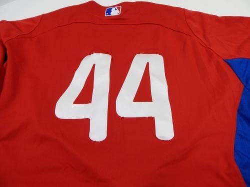 2011-13 Philadelphia Phillies 44 Oyun Kullanılmış Kırmızı Forma ST BP 46 43 - Oyun Kullanılmış MLB Formaları
