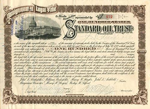 Standard Oil Trust, J. S. Bache, Archbold ve Tilford tarafından imzalandı - Stok Sertifikası