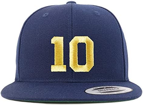 Trendy Giyim Mağazası Numarası 10 Altın iplik Düz Fatura Snapback Beyzbol şapkası