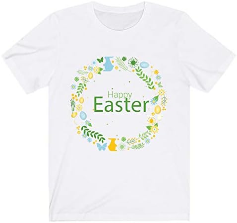 CGGMVCG Paskalya Gömlek Kadınlar için Mutlu Eeaster Çelenk Baskı Üstleri Moda Kısa Kollu Grafik Tees paskalya tavşanı