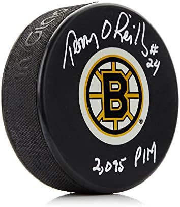 Terry O'REİLLY İmzaladı Boston Bruins Hokey Diski 2095 PIM Not İmzalı NHL Diskleri ile
