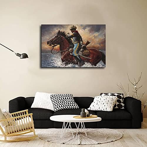 Afrika Amerikan Buffalo Asker HD Resimler Ev Dekor Boyama Yatak Odası Mutfak Sanat Tuval Dekor (24×36 inç Çerçeveli)