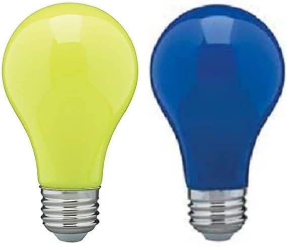 Bulbmaster destek Ukrayna ışık seti: 1 mavi ve 1 sarı 8 Watt LED ampul 8A19/MAVİ/LED seramik mavi ve 8A19/sarı/LED