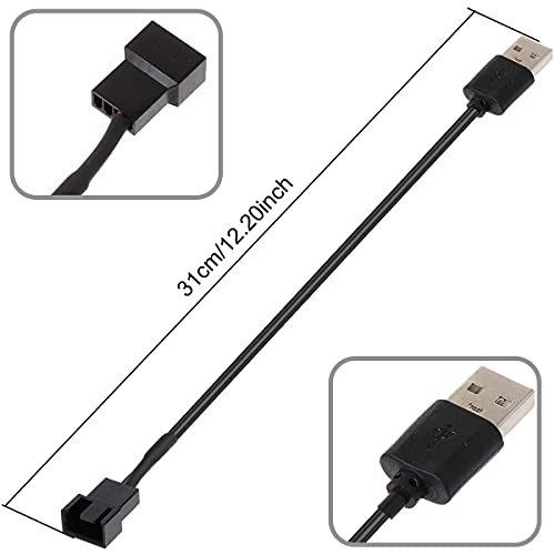 DKARDU 10 ADET USB 3/4-Pin PWM PC Fan, USB Tip-A Erkek 3-Pin 4-Pin PC 5V PC Fan Adaptör Kablosu Güç Kaynağı için 5V