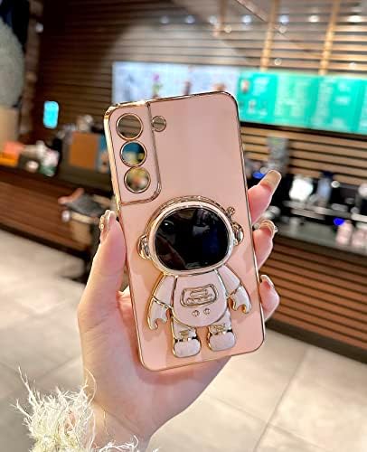 Nıxınıoo iPhone Samsung Galaxy S21 Durumda Sevimli 6D Kaplama Astronot Gizli Standı Kılıf Standı ve Lens Filmi Koruyucu