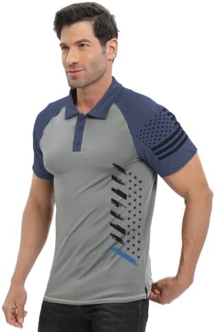 H HYFOL polo gömlekler Erkekler için Kontrast Renk Uzun Kollu Kısa Kollu Grafik Streç Amerikan Vatansever Golf Polos