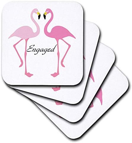 İki Pembe Flamingonun 3dRose Görüntüsü Nişanlandığını Duyurdu-Yumuşak Bardak Altlıkları , 8'li set, 8'li set-Yumuşak,