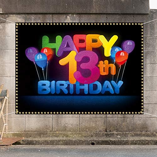 PAKBOOM Mutlu 13th Doğum Günü Renkli Zemin Fotoğraf Arka Plan Afiş 13 Yaşında Doğum Günü Süslemeleri Parti Malzemeleri