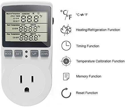 KETOTEK Dijital Termostat Çıkış Fişi sıcaklık kontrol cihazı Çıkış Soketi 120V Isıtma Soğutma Kontrolü 110V 15A Santigrat/Fahrenheit