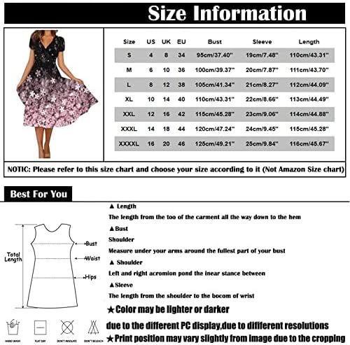 NOKMOPO Boho Elbise Kadınlar için Yaz Rahat Moda Çiçek Baskı Kısa Kollu V Yaka askı elbise