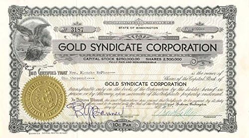 Gold Syndicate Corporation - Hisse Senedi Sertifikası