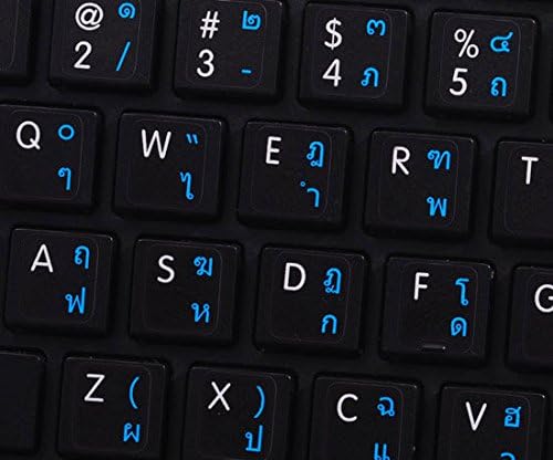Siyah Arka plan Üzerinde MAC ingilizce-Tayca Klavye Etiketi