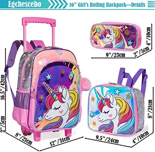 Egchescebo çocuklar Haddeleme Çocuk Seyahat Yürümeye Başlayan silindir çanta Unicorn Sırt Çantası Kızlar için Bagaj