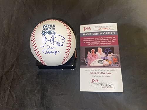 Dave Roberts, Resmi 2020 Dünya Serisi Beyzbol LA Dodgers JSA İmzalı Beyzbol Toplarını İmzaladı