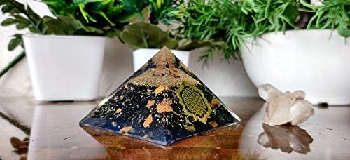 Orgonit Dükkanı EMF Koruması için Sarı Jasper Orgonit Piramidi ile Siyah Turmalin Meditasyon Aracı Şifa Piramidi Reiki