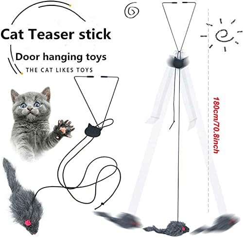 Kedi Oyuncak Halat Fare Oyun Malzemeleri, Asılı Geri Çekilebilir Kedi Alıcı Fare Oyuncak, Komik Kapı Asılı Zıplayan
