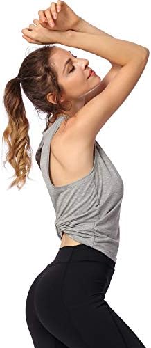 Beauhuty Aç Geri Düğüm Egzersiz Kırpma Üstleri Kadınlar için Giyim Gömlek Egzersiz Yoga Tankı Üstleri
