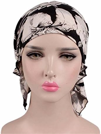 Qhome Kadınlar Pamuk Bandana Eşarp Ön Tied Kemo Şapka Bere Türban Şapkalar Kanser Hastaları ıçin Bayanlar Turbante