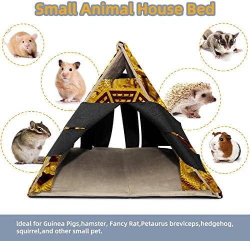 Küçük Kobay Hamster Kirpi Tavşan Hideout Yuva Aksesuarları, altın Ejderha Yin Yang Desen Kafesleri Yatak Küçük Hayvan