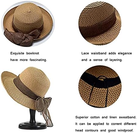 Bayan Disket Yaz Güneş Plaj Hasır Şapka Roll Up Packable Güneşlik Şapkalar Rüzgar Kordon UPF50+