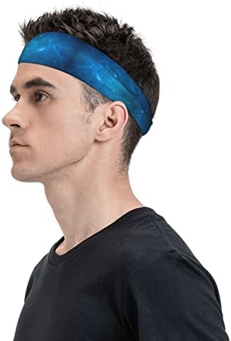 Unisex Egzersiz Bilekliği Mavi Yıldızlı Gökyüzü Galaxy Çok Fonksiyonlu Spor Ter Bantlari erkek Performans Kafa Bandı