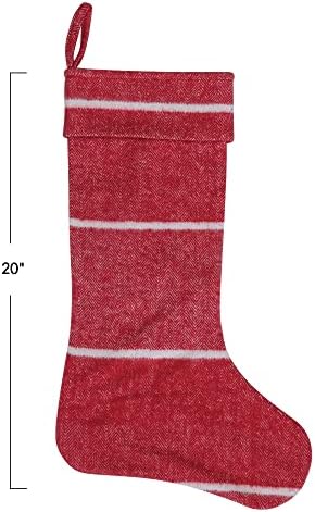 Yaratıcı Co-Op 20 H Fırçalanmış Pamuklu Pazen Çorap w/Çizgili, Kırmızı ve Beyaz