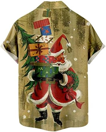 Erkek Noel Kısa Kollu Düğme Aşağı Gömlek Vintage Bowling Gömlek Casual Noel Baba Baskılı Düzenli Fit Üst