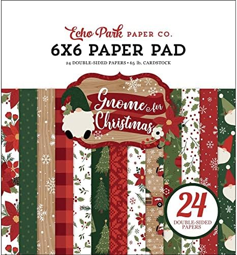 Echo Park Kağıt Toplama Paketi: Noel için Gnome 12” x 12 Katı Kağıt Paketi + Noel için Gnome 6” x 6 Çift Taraflı Kağıt