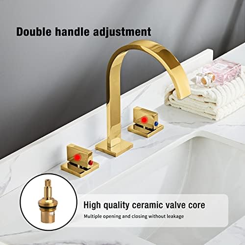 SaniteModar Banyo Musluk 3 Delik, Altın banyo lavabo musluğu, Yaygın 8-16 inç Banyo Musluk