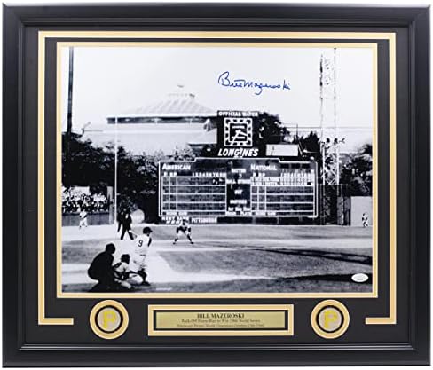 Bill Mazeroski İmzalı Çerçeveli 16x20 Pittsburgh Pirates Dünya Serisi İK Fotoğraf JSA - İmzalı MLB Fotoğrafları