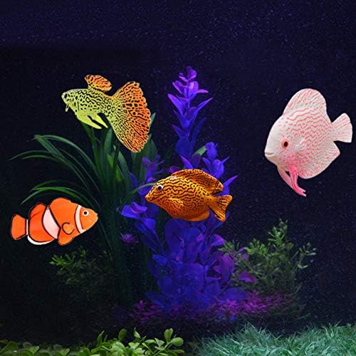 Owlike 4 ADET Akvaryum Balık Tankı Aydınlık Silikon Yapay Sahte Balık Peyzaj Süs Dekorasyon Ac