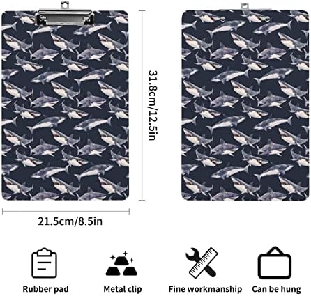 Suluboya Köpekbalığı Desen Akrilik Panoları Metal Klipsli 12. 5X8. 5 İnç Sevimli Klip Panoları kolay Asılı Ofis Sınıf