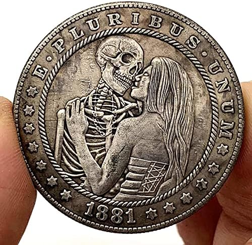 1881 Dolaşıp Sikke Kafatası Aşk Favori Gümüş Kaplama Sikke hatıra parası Şanslı Sikke Mücadelesi Coin Bitcoin Tahsil